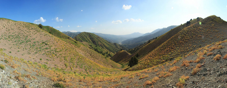 乌兹别克斯坦的山脉全景图