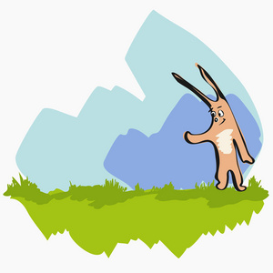 卡通可爱的兔子在草地上