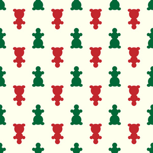 红色和绿色的雪人圣诞无缝模式