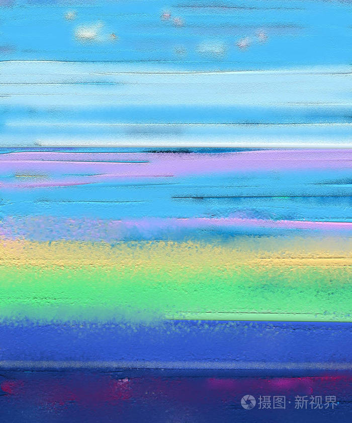 抽象多彩油画风景在画布上