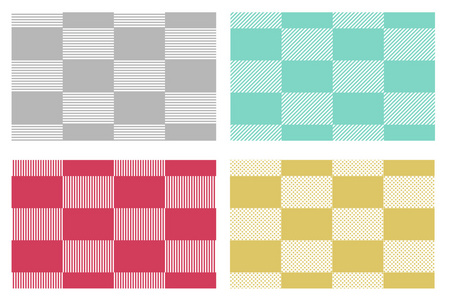 日式现代方格的桌布模式集