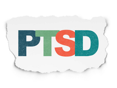 健康概念 Ptsd 撕裂纸张背景上