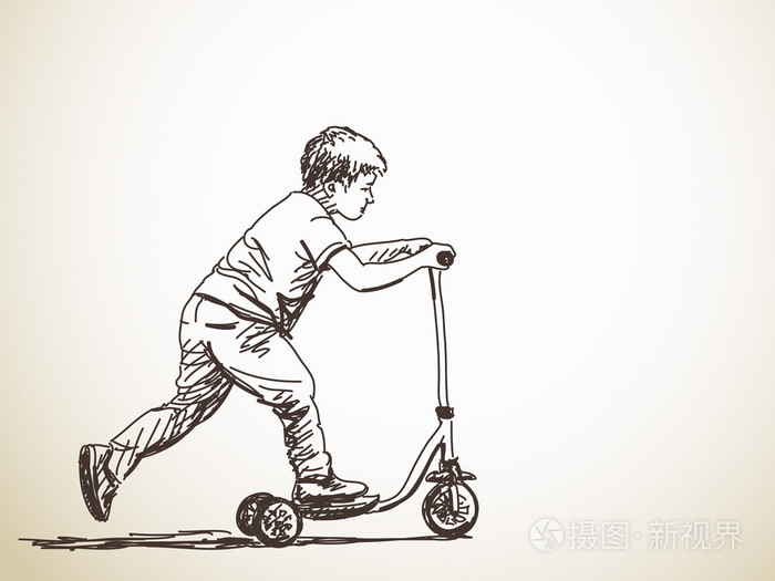 儿童滑板车插画-正版商用图片0cvozg-摄图新视界