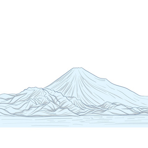 富士山孤立绘图。股票的矢量图