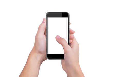 手按屏幕女孩按下手的手机屏幕手指照片