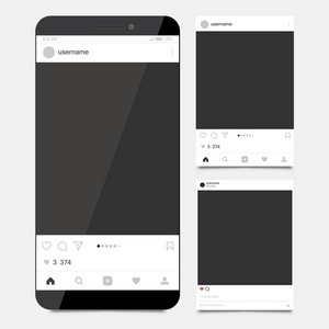 社会网络相框。Instagram。样机。矢量 illustrati