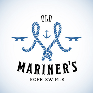 时髦的水手老水手抽象矢量复古 logo 模板或复古标签与排版照片