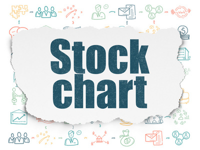 财务理念  撕裂的纸张背景上的股价图