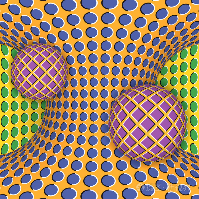 旋转的周围移动单叶双曲面的两个球的错觉