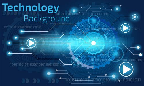 高新科技4.0 与蓝色背景下的创新理念照片