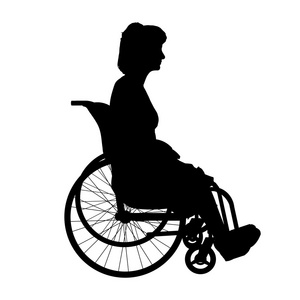 一个女人坐在轮椅上的剪影