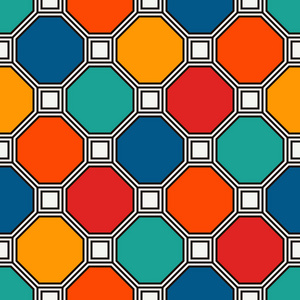 生动的陶瓷砖.无缝模式与几何装饰照片