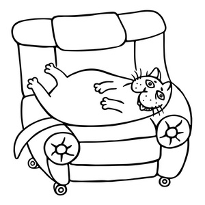 长椅子上的猫简笔画图片