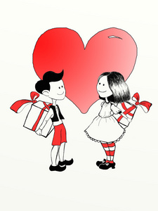 卡通送礼物图片