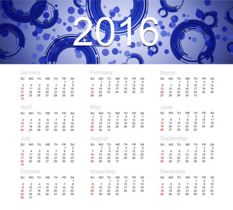 2016年矢量日历