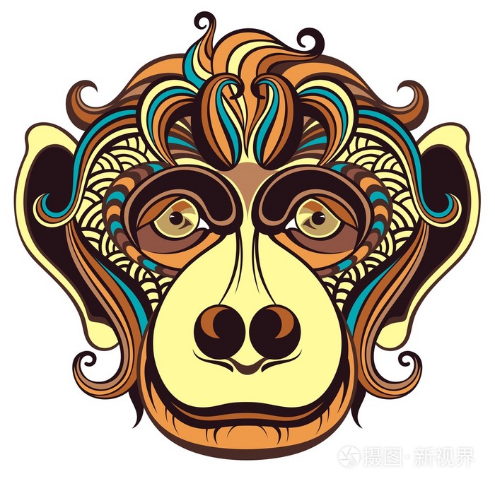 一只猴子矢量插画