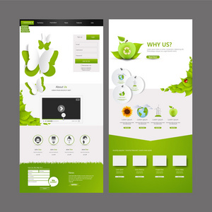 生态商务一个网页网站设计模板。矢量设计