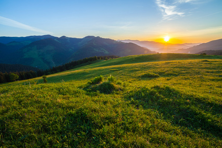 美丽的夏天日出山