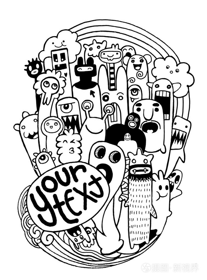 矢量图的怪物手绘怪物集合