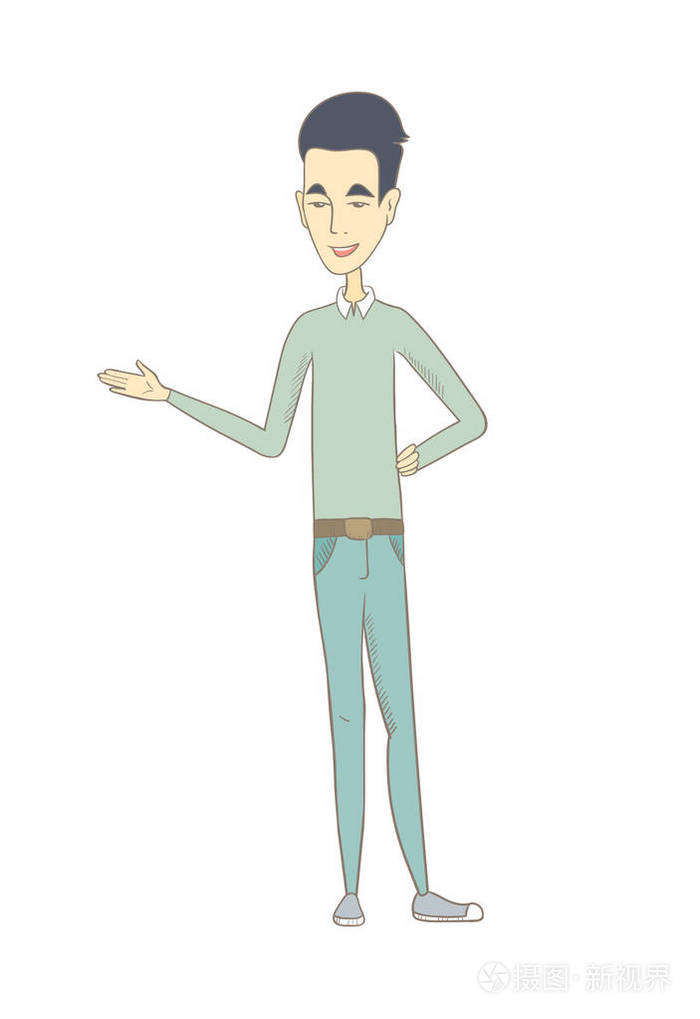 亚洲人用手臂在一个欢迎的手势插画-正版商用图片0cxtca-摄图新视界