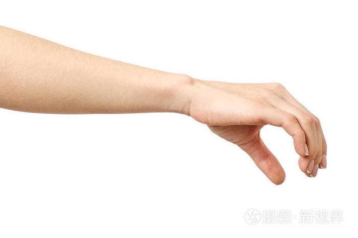 女人的手抓或衡量某件东西
