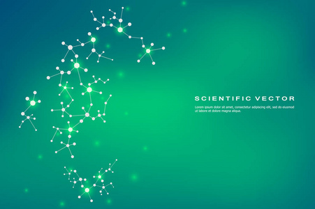 抽象的分子背景 基因和化学化合物 医疗 技术或科学概念矢量图