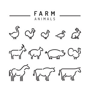农场矢量动物剪影轮廓