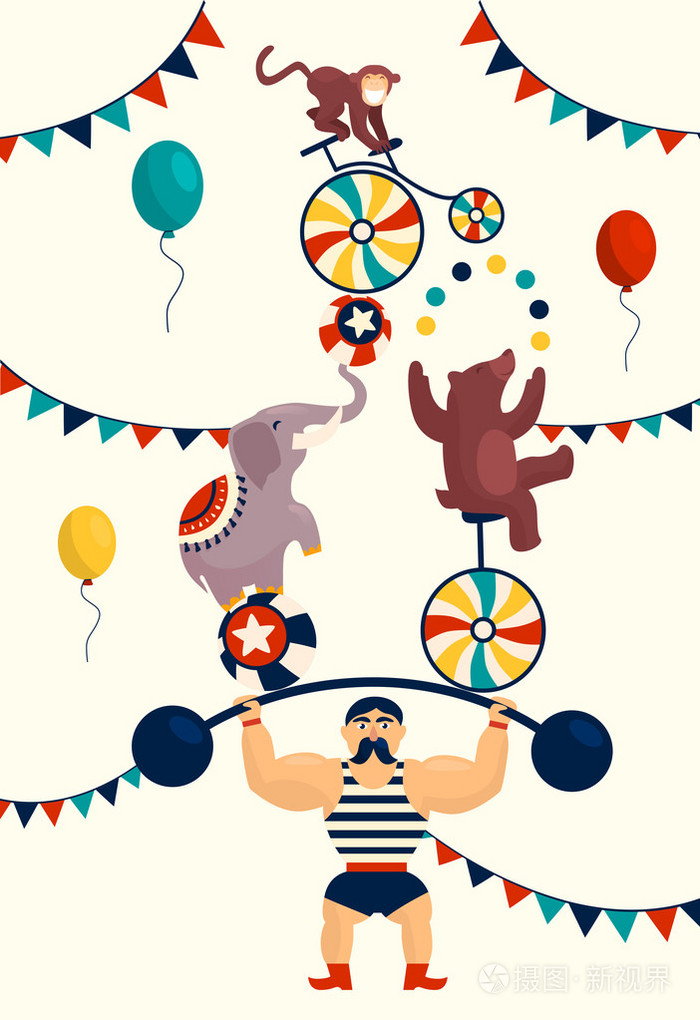 复古时髦马戏团标签集