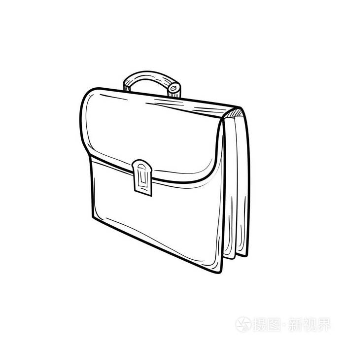 用于web 和移动设备的公文包草图图标.手绘矢量深灰色图标在光背景