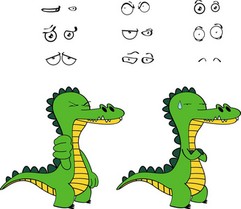 有趣的短吻鳄卡通表情集