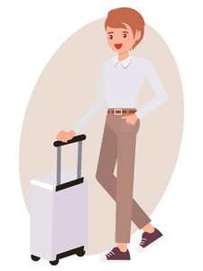 卡通人物设计男性男子站在旁边行李不同寻常