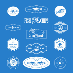鱼的餐厅或鱼市场的标志