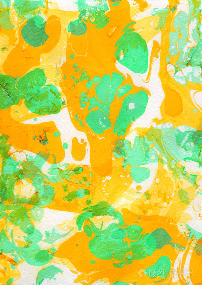 黄色橙色绿色抽象手绘背景