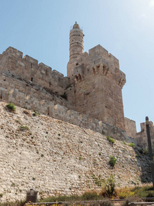 老拖和大卫塔在耶路撒冷城墙的片段