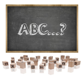 黑板上用木框和印刷体字母 Abc 概念