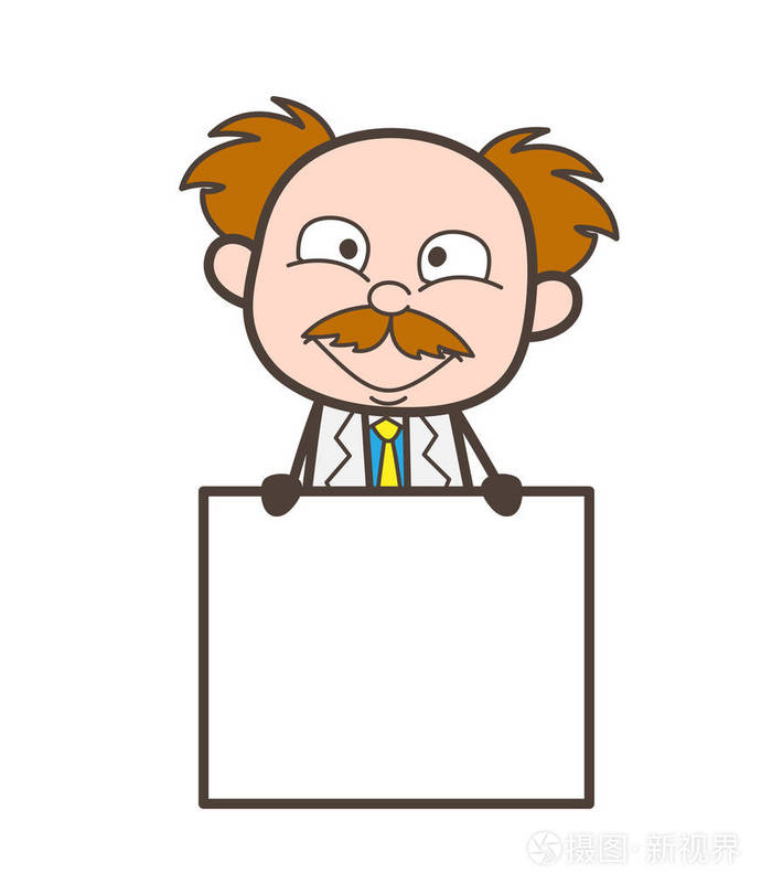 卡通科学家为广告显示空白空间