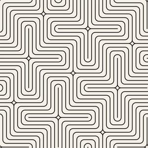 形状拼接矢量无缝黑色和白色线条图案抽象背景.