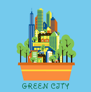 绿色地球和城市生态概念生态城市理念与地球股票矢量绿色城市信息图集