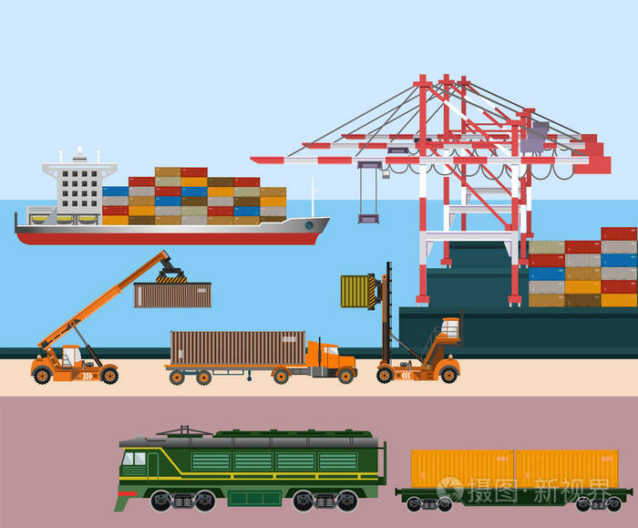 货运港口码头插画-正版商用图片0czqty-摄图新视界