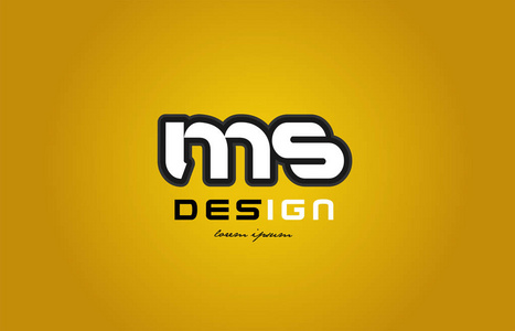 ms m s 字母字母组合数字在黄色背景上的白色照片