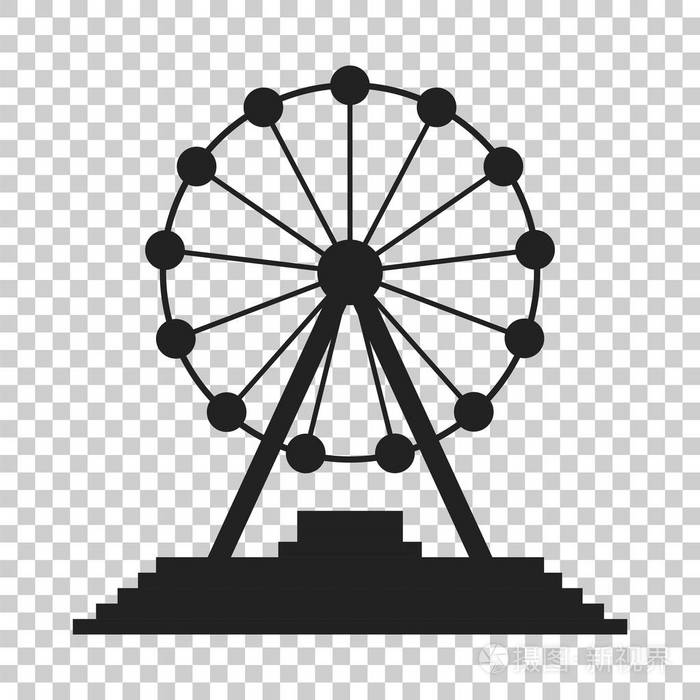 摩天轮矢量图标.在公园图标旋转木马.游戏机