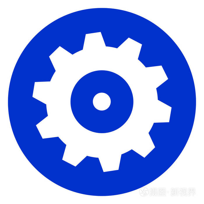 蓝色齿轮的小圆圈图标