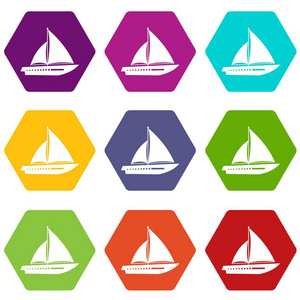 帆船游艇图标设置颜色六面体