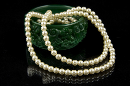 时尚和美容概念中的珍珠项链图片
