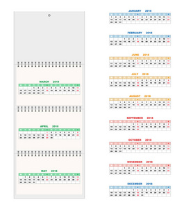 2018 现实撕日历季度。矢量这
