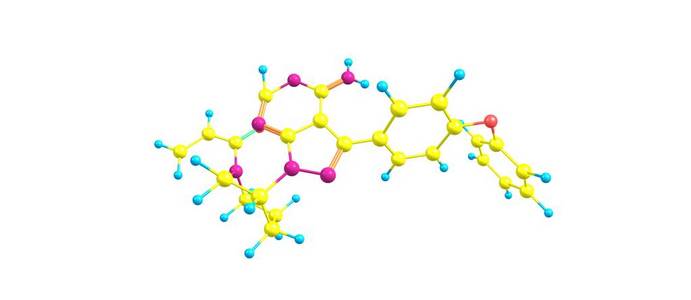 Ibrutinib 分子结构上白色孤立