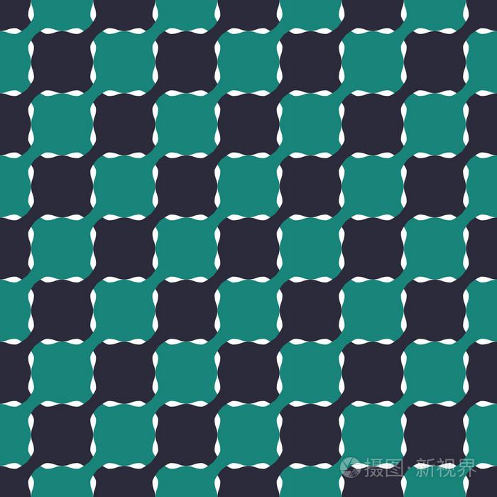 无缝的几何图案连锁的波浪方形三色背景矢量设计