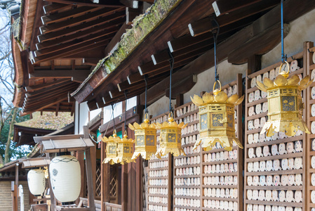 京都，日本2015 年 1 月 12 日 在下鸭神社 kawai 神社。著名的神社 教科文组织世界遗产站点 在古都城京都