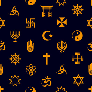 世界宗教符号矢量图标无缝模式 eps10照片