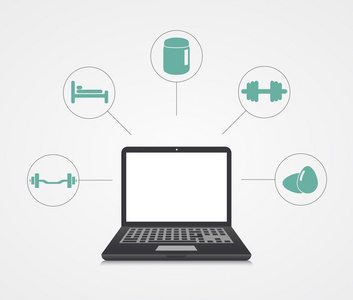 矢量数字营销。 笔记本电脑样本图标